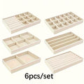 Black Five 6pcs/set beige stackable jewelry storage