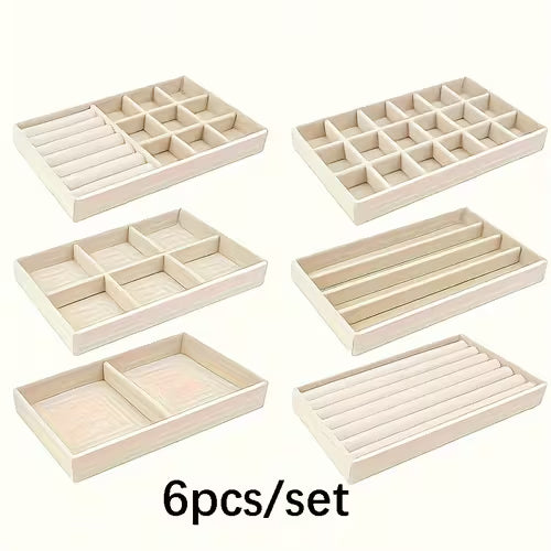 Black Five 6pcs/set beige stackable jewelry storage