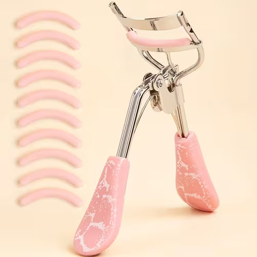 Pink Crackle Eyelash Curler with 10 Extra Replacement