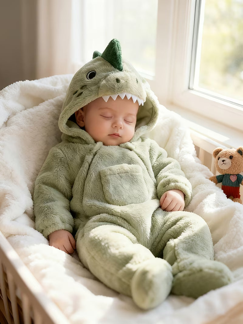 Dinosaur Onesie Jumpsuit with Hood & Plush