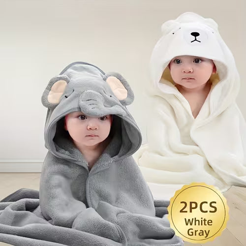 2pcs Super Absorbent Baby Bath Towels | Ultra-Fine
