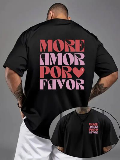 Men's White T-Shirt- Front Print "MORE AMOR POR