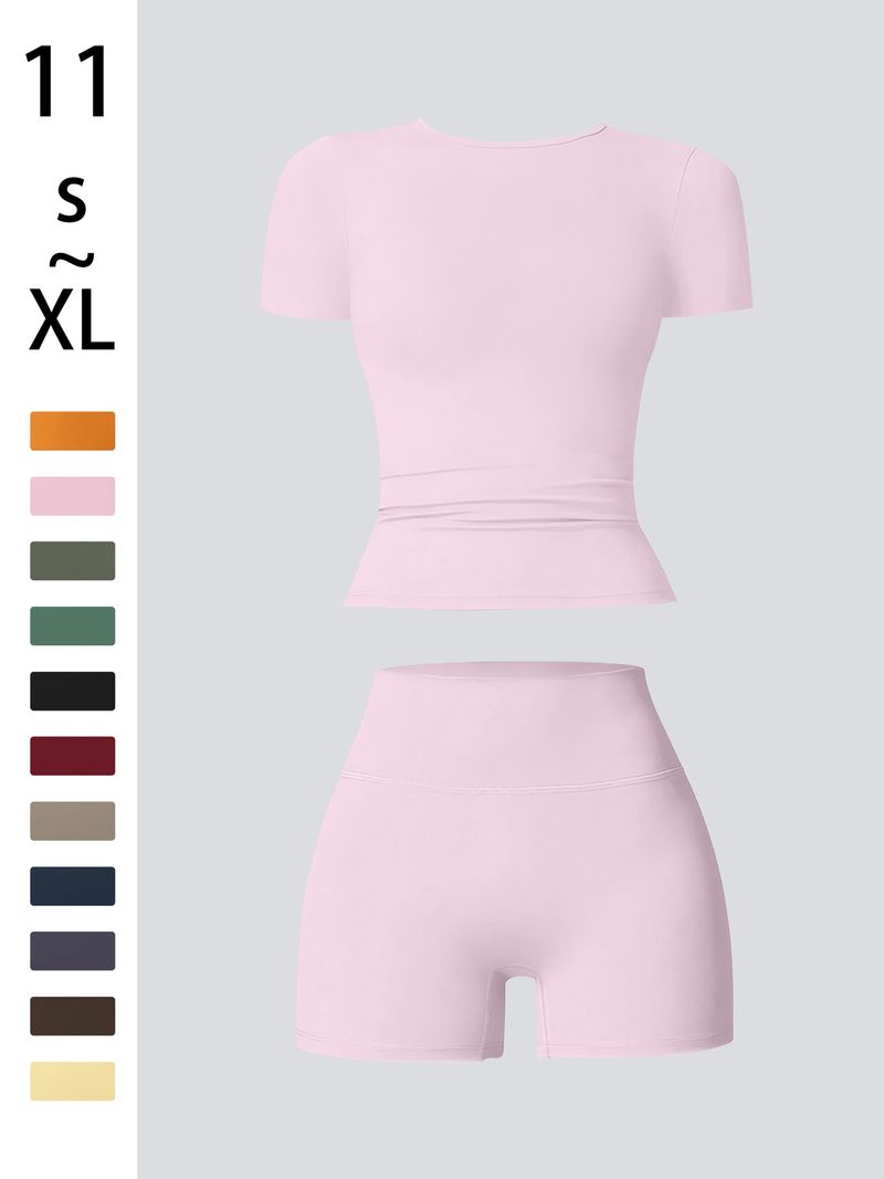 Women's Athletic Set 2pcs/Tummy Control Top And Shorts
