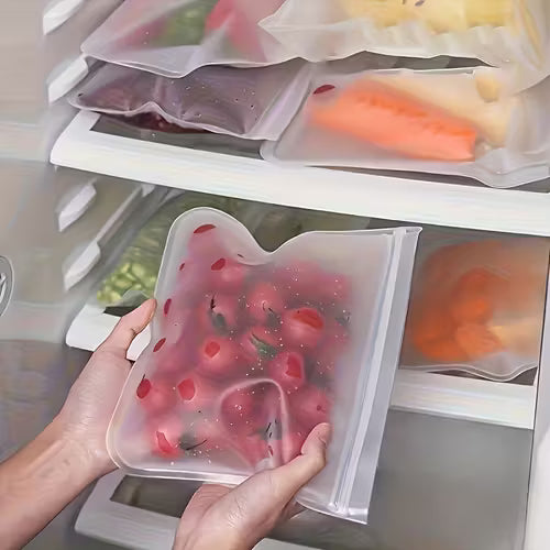 4pcs Reusable Silicone Bags | Leakproof Self-Sealing