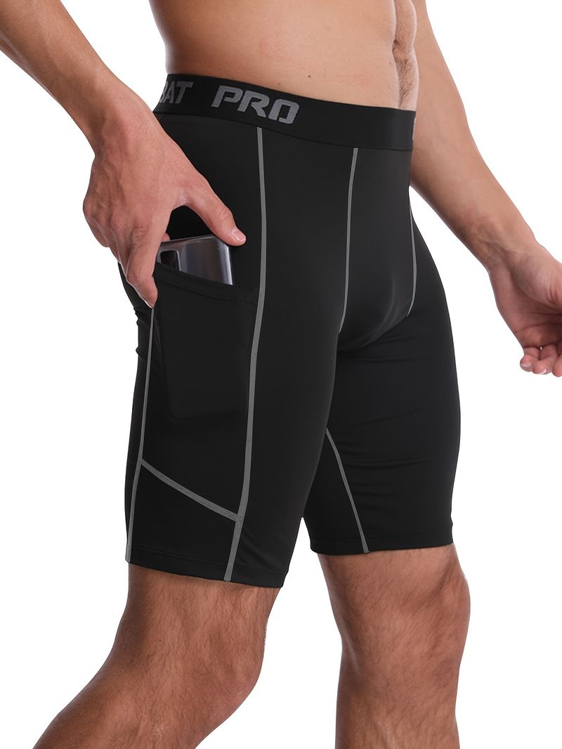 1-Pack Men's Fitness Boxer Briefs with Pockets