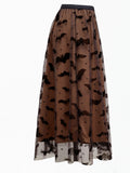 Elegant Halloween Bat Mesh Skirt - High-Waisted