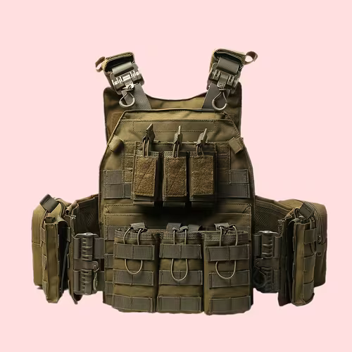 Complete Tactical Camouflage Vest Set with MOLLE Plate