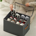 1pc Foldable Oxford Fabric Shoe Organizer with Lid