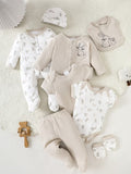 8pcs Newborn Baby Boy Bodysuit Set