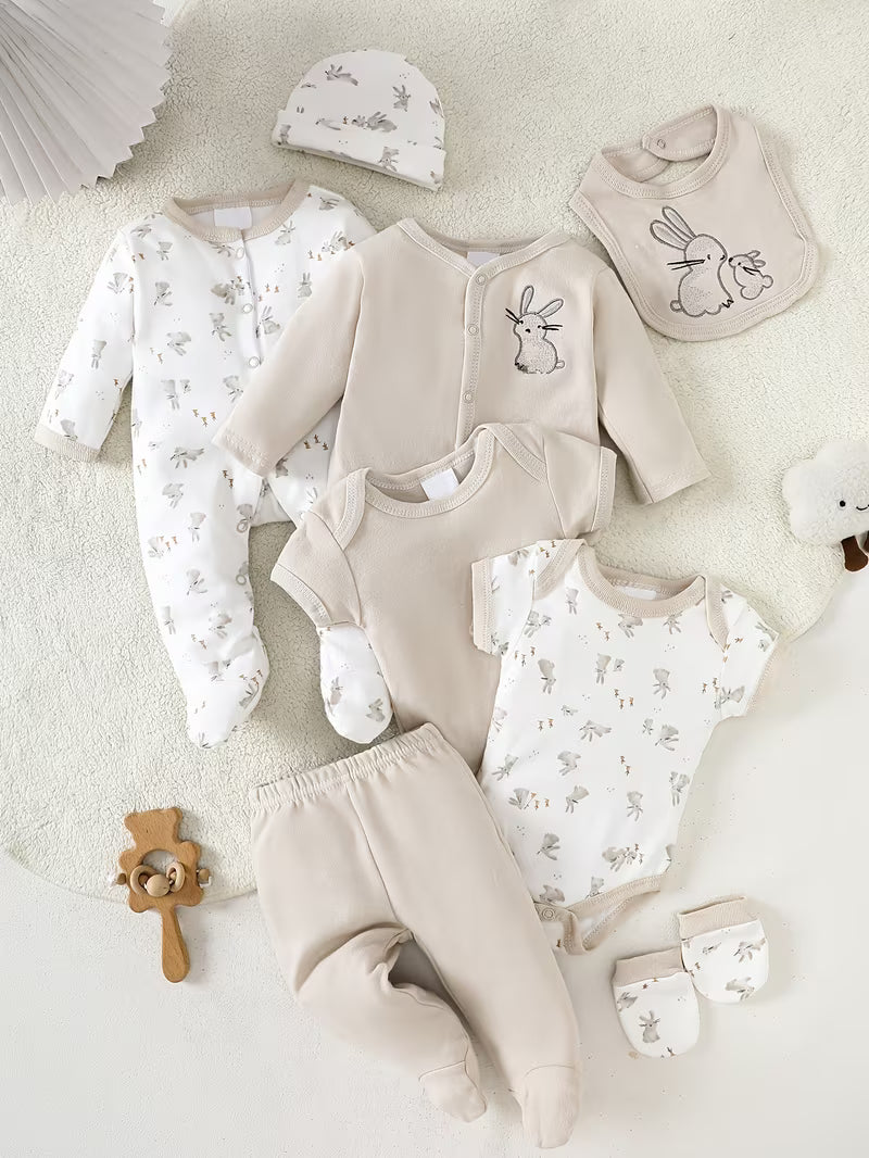8pcs Newborn Baby Boy Bodysuit Set