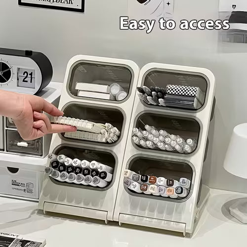 1pc Three-Compartment Inclined Pen Holder
