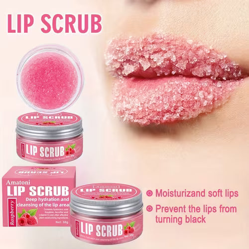 Raspberry Lip Scrub 30g with Plant Squalane for Deep