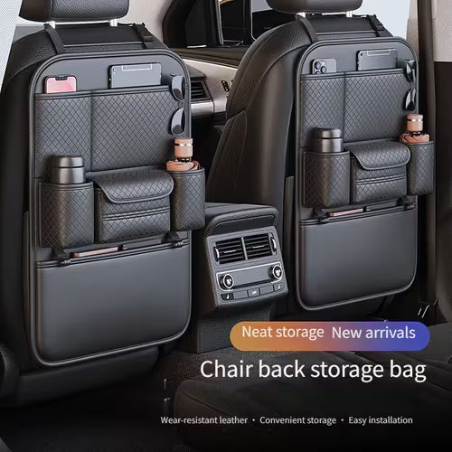 1pc Front and Rear Car Seat Back Organizer with Two