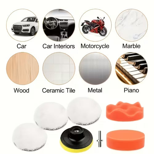 7-Piece Professional Car Polishing Kit: Hook and Loop