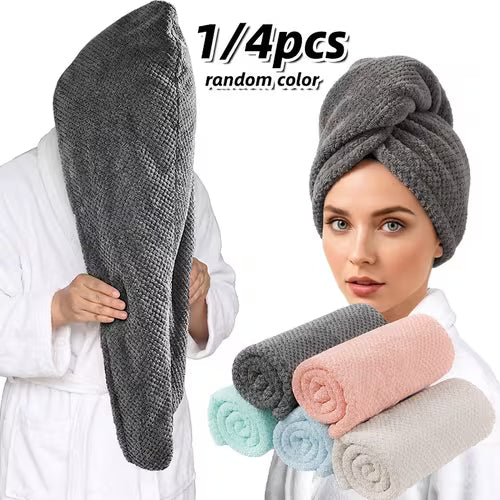 1/4pcs Random Color Microfiber Hair Towels