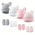 12pcs/4Sets Solid Color Hats And Gloves Set