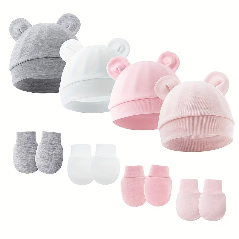 12pcs/4Sets Solid Color Hats And Gloves Set