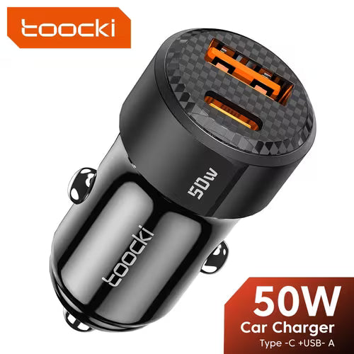 Toocki 50W QC PD Car Charger Quick Charge USB Type C