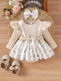 Spring/Autumn Infant Floral Print Long-Sleeve Romper