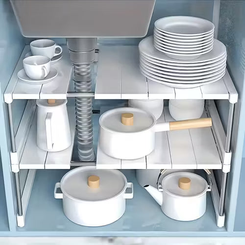 Multi-Functional Adjustable Under Sink Storage Rack: