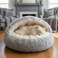Warm Cozy Dog Bed | Upgraded Thickened Semi-Enclosed