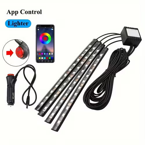 1Set Car LED Foot Light Strip / 1in 4 Interior Music