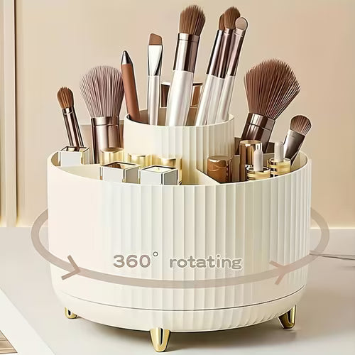 360-Degree White Rotatable Makeup Organizer Box/1pc