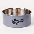 1pc Stainless Steel Dog Bowl Paw Print Dog Feeder Bowl