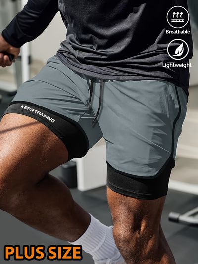 Plus Size Men's Quick-Dry Athletic Shorts for Summer