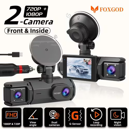Dash Cam Front Camera 1080P & Inside Camera 720P