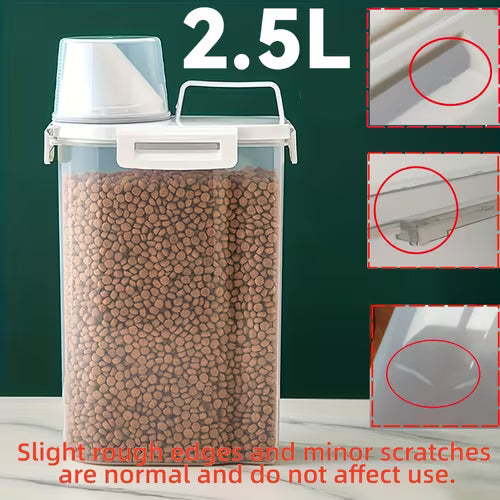 1pc Airtight Pet Food Dispenser with Measuring Scoop