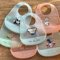 1pc Cute Silicone Baby Bibs with Adjustable Neck Band