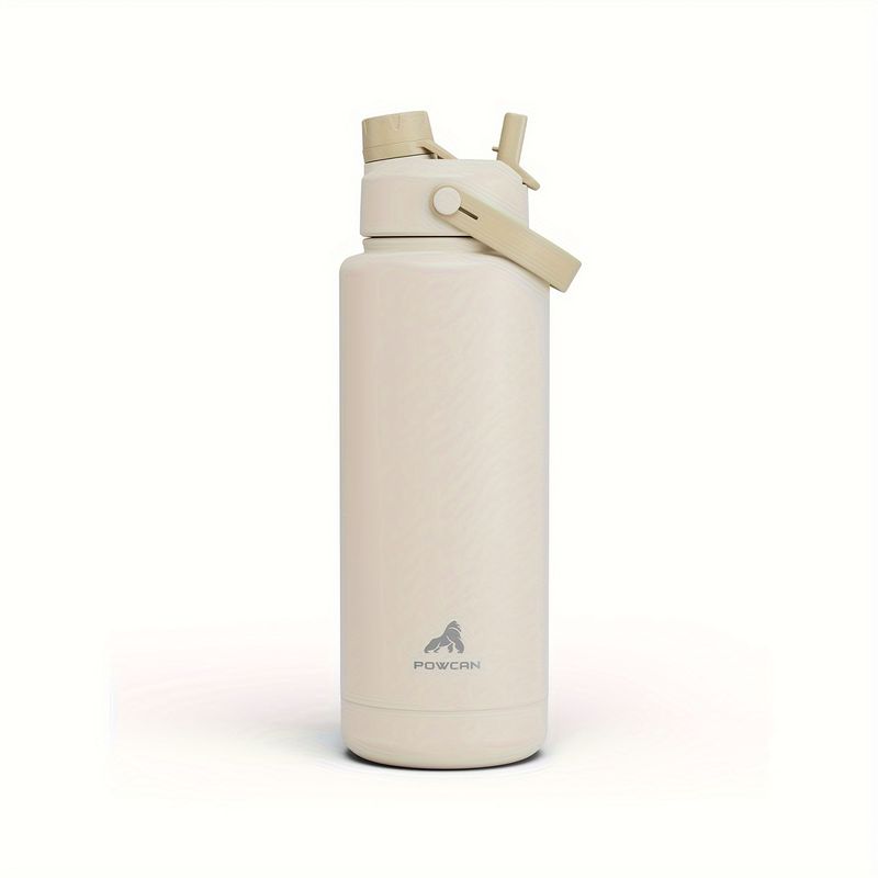 POWCAN 40oz Insulated Water Bottle with 2-in-1 Straw
