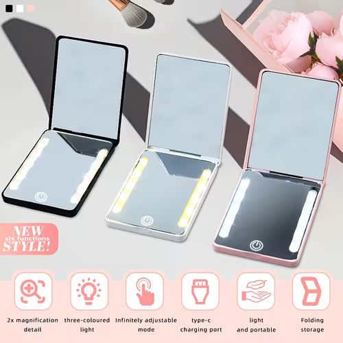 New Mini Ultra-Thin LED Pocket Mirror with 2x