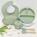 5pcs Silicone Baby Feeding Set with Adjustable Bib