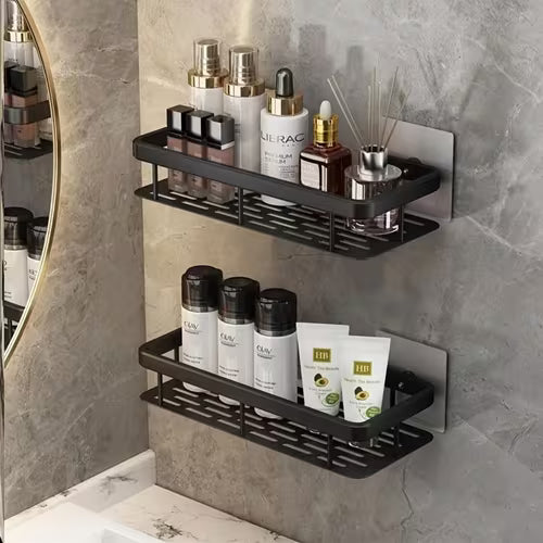 2pcs Black Plastic Wall Mounted Storage Shelf/Heavy