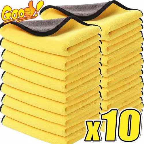 10pcs Premium Microfiber Car Cleaning Cloths - Super