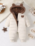 Warm Plush-Lined Infant Bodysuit | Winter Bear Ear
