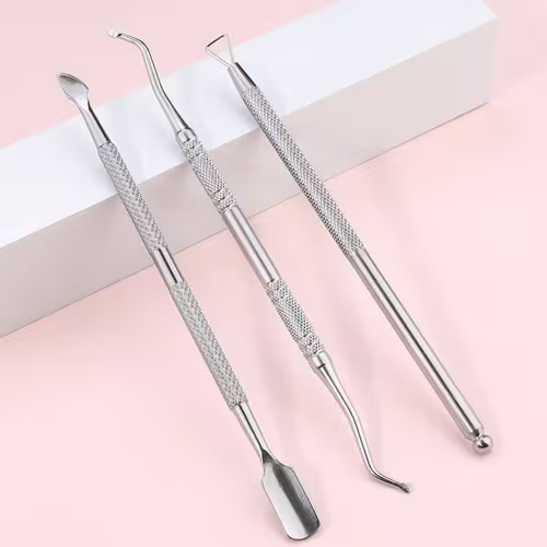 3pcs with Storage Box Stainless Steel Cuticle Pusher