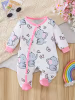 Girls' Casual Cute Cartoon Elephant and Butterfly