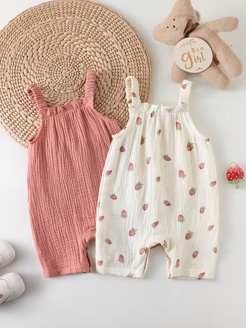 2pcs Set Girls' Baby Casual Cute Strawberry Print