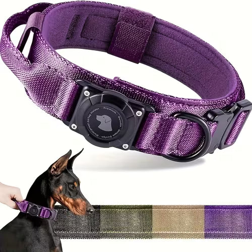 Tactical Dog Collar with AirTag Holder & Handle - PC