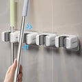 4pcs Wall-Mounted Mop & Broom Holder with