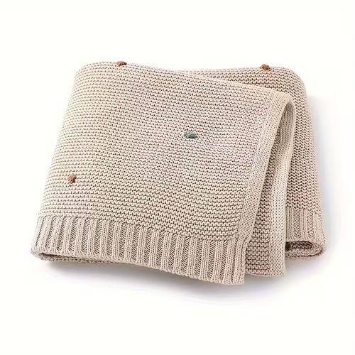 Pure Cotton Soft Hand-Crocheted Pom-Pom Baby Blanket