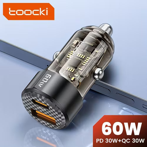 Toocki 60W Car Charger USB A+ Type C PD Fast Charing