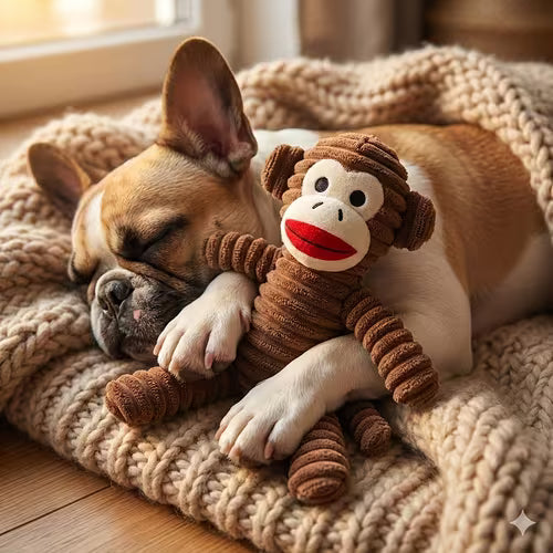 Squeaky Plush Monkey Dog Toy Durable Chew Toy for All