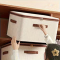 Foldable Linen Box/Double Zippers/Faux Leather