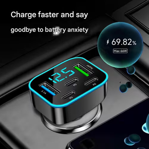 5-in-1Car Charger Fast Charging USB Type-C Power