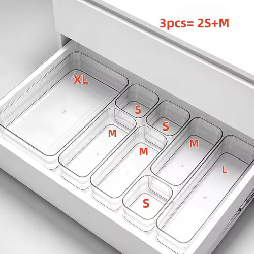 New 2/3/5/6pcs Clear Drawer Organizer Set