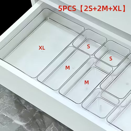 5pcs Clear Acrylic Drawer Organizer